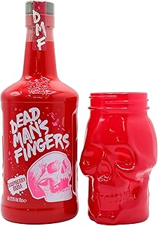 Dead Mans Fingers Raspberry Rum 70cl 375 ABV Includes Red Skull Glass