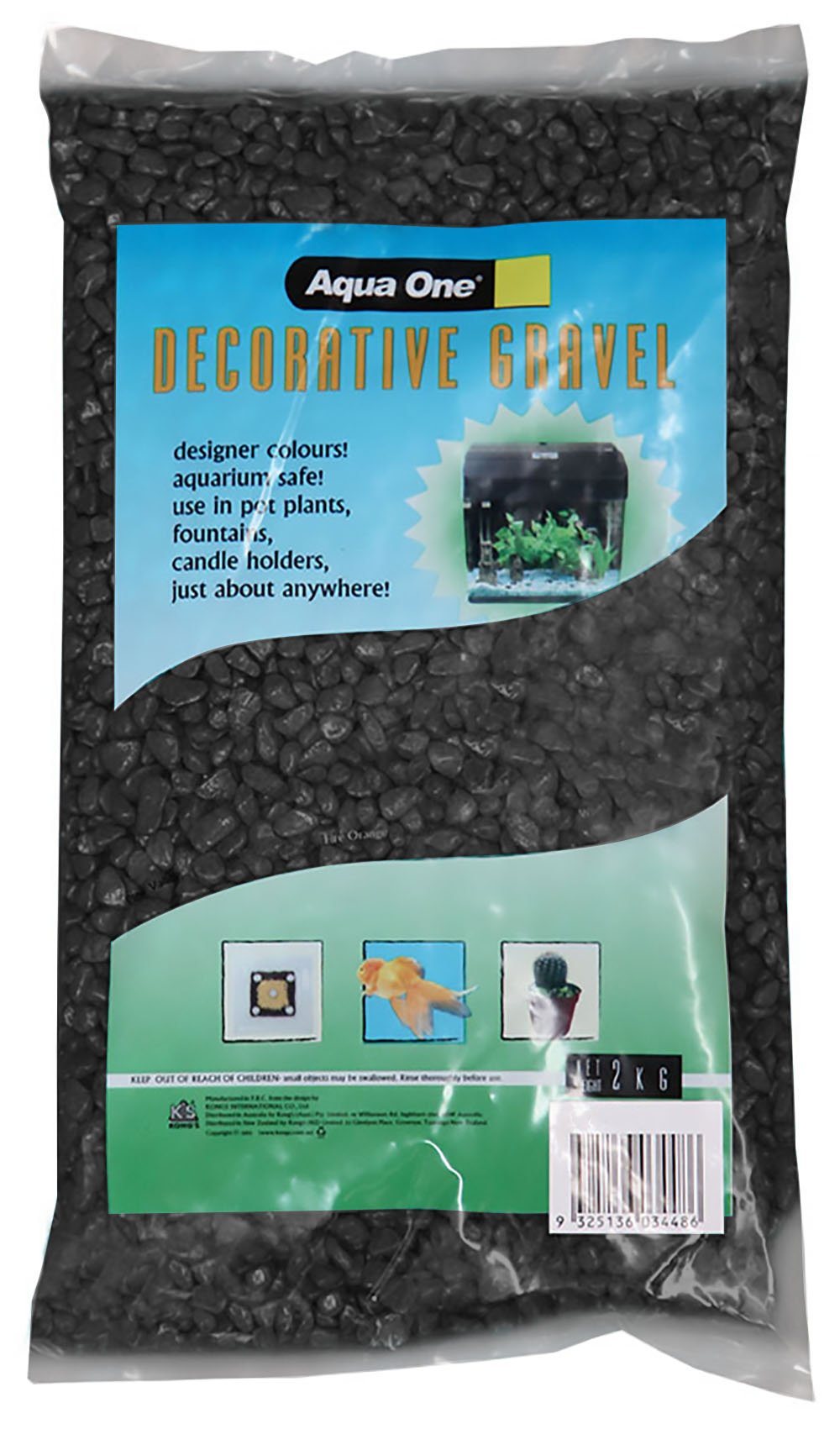 Aqua One Gravel, 2 kg, 7 mm, Black