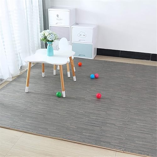 Alfombra de juego de suelo EVA para niños, azulejos de espuma entrelazados de grano de madera, tapetes retro de rompecabezas de gimnasio con bordes,