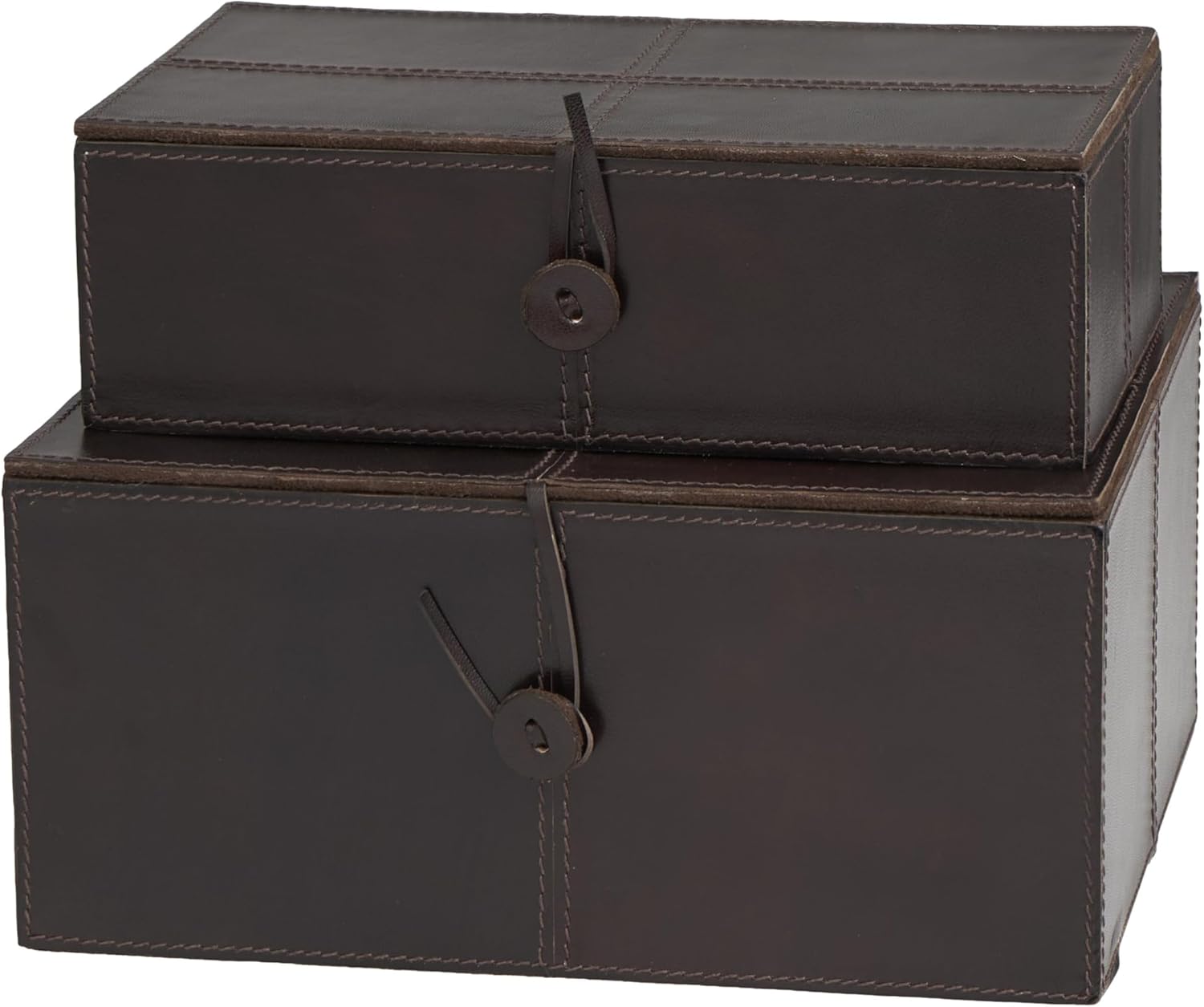 Deco 79 Leather Handmade Decorative Box Storage Decorative Keepsake Boxes with L…