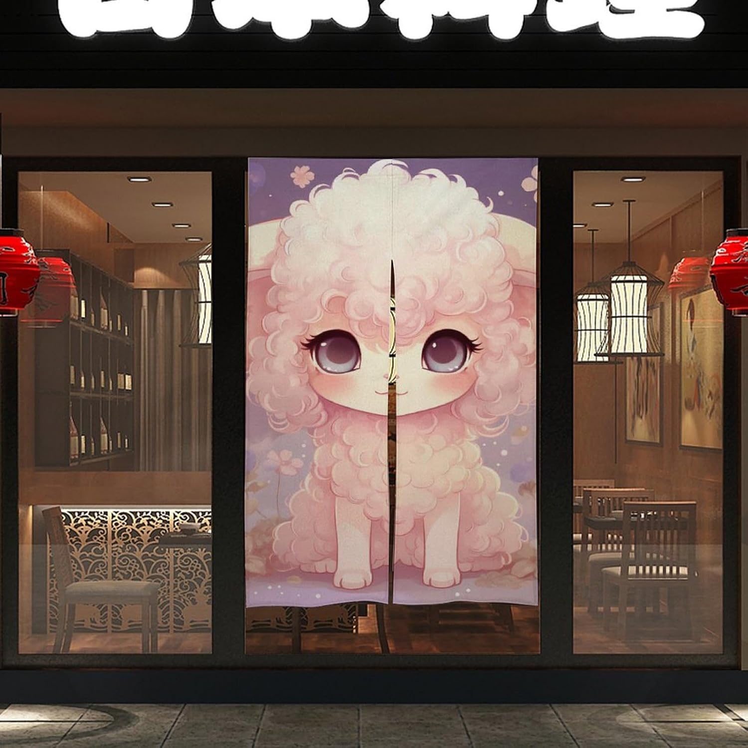 Cute Sheep Door Curtain Blackout Door Cover Curtains Door Screen for Home Accessories