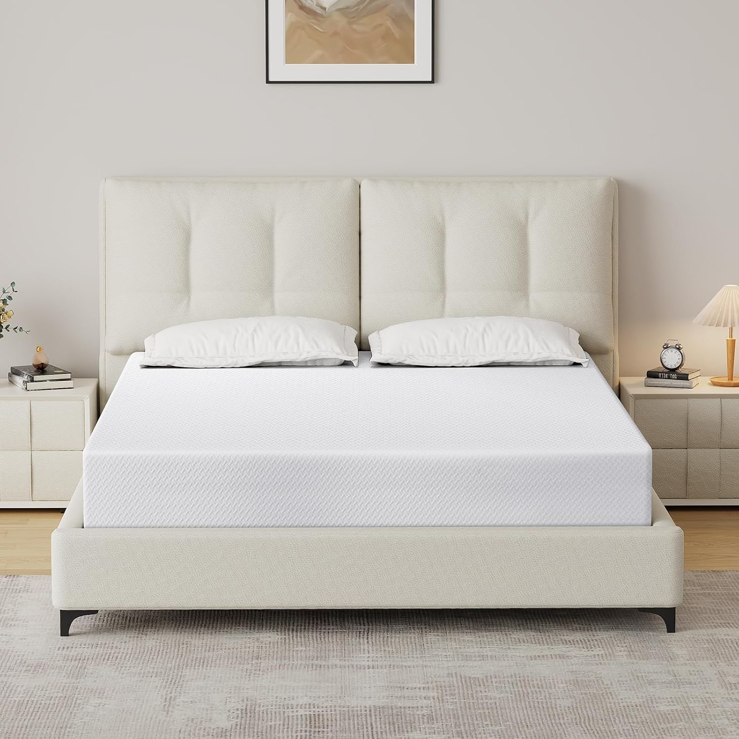 Twin Size Memory Foam Mattress 8 Inch with Tencel Cover, Premier Cooling Green Tea/Gel Bed-Mattress in a Box, Medium Firm Supportive Mattresses for Back Pain, Fiberglass-Free,CertiPUR-US, 75'' x 38''