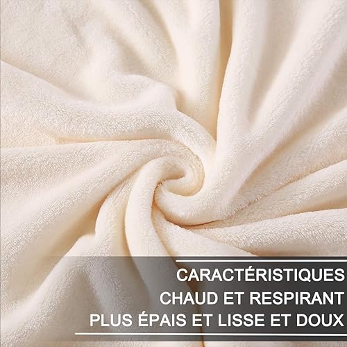 Miniatura 3 de Hozy - Cobija de forro polar para cama de 330GSM, suave, tela cepillada, muy cálida, para el sofá