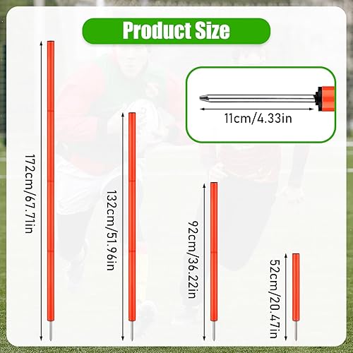 Vista 2 de TOBWOLF 6PCS 6FT Adjustable Soccer Agility Training Poles, Detachable Sports Training Speed Sticks, Slalom Training Agility Pole Set, Outdoor Speed