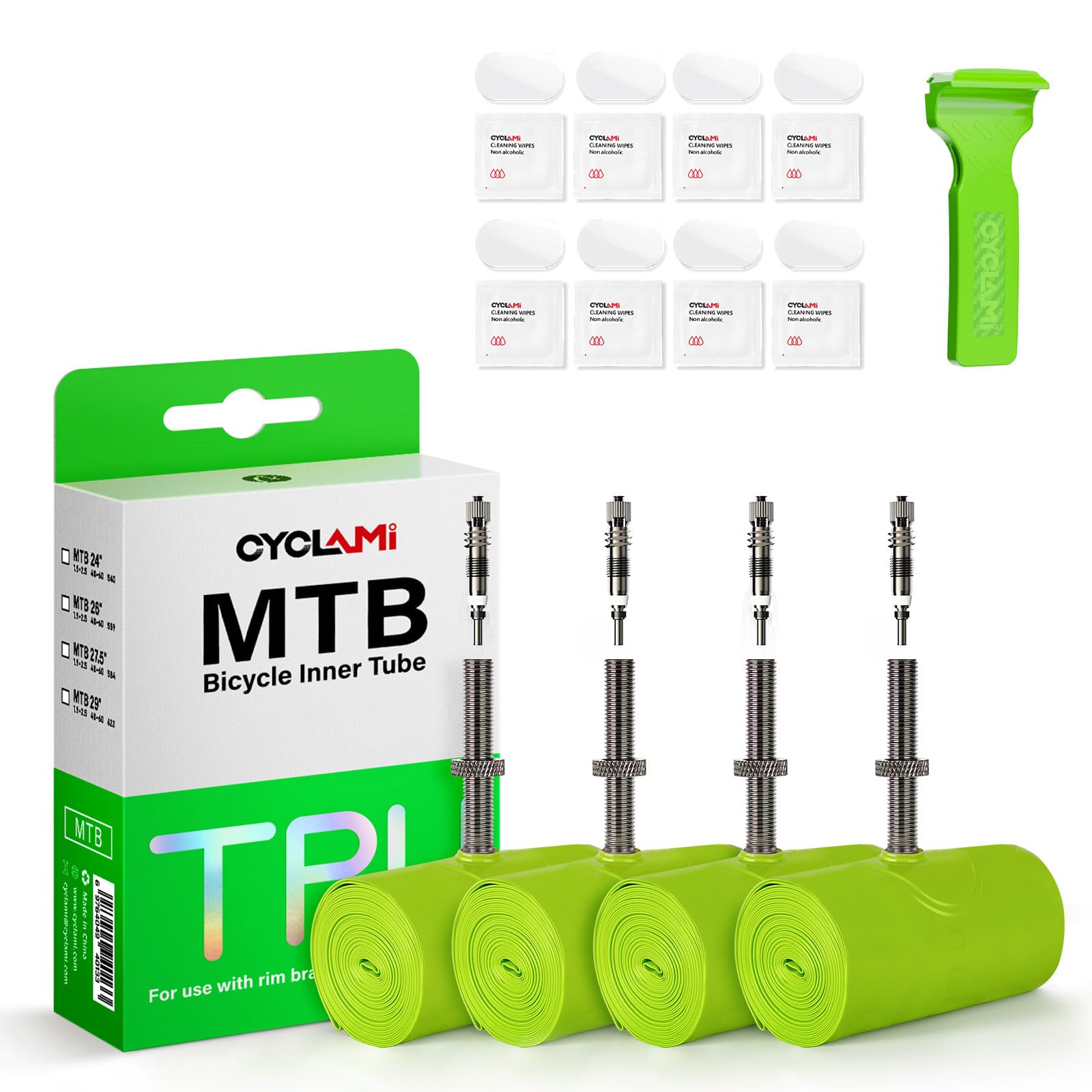 4er‑Pack CYCLAMI TPU Schlauch 700×18–32C/ MTB29''1.9-2.5 Fahrradschläuche Metall Herausnehmbarer Presta-Ventil 45/65/85mm für Rennrad und Mountainbike (MTB29'' – 45mm SV für Mountainbike)