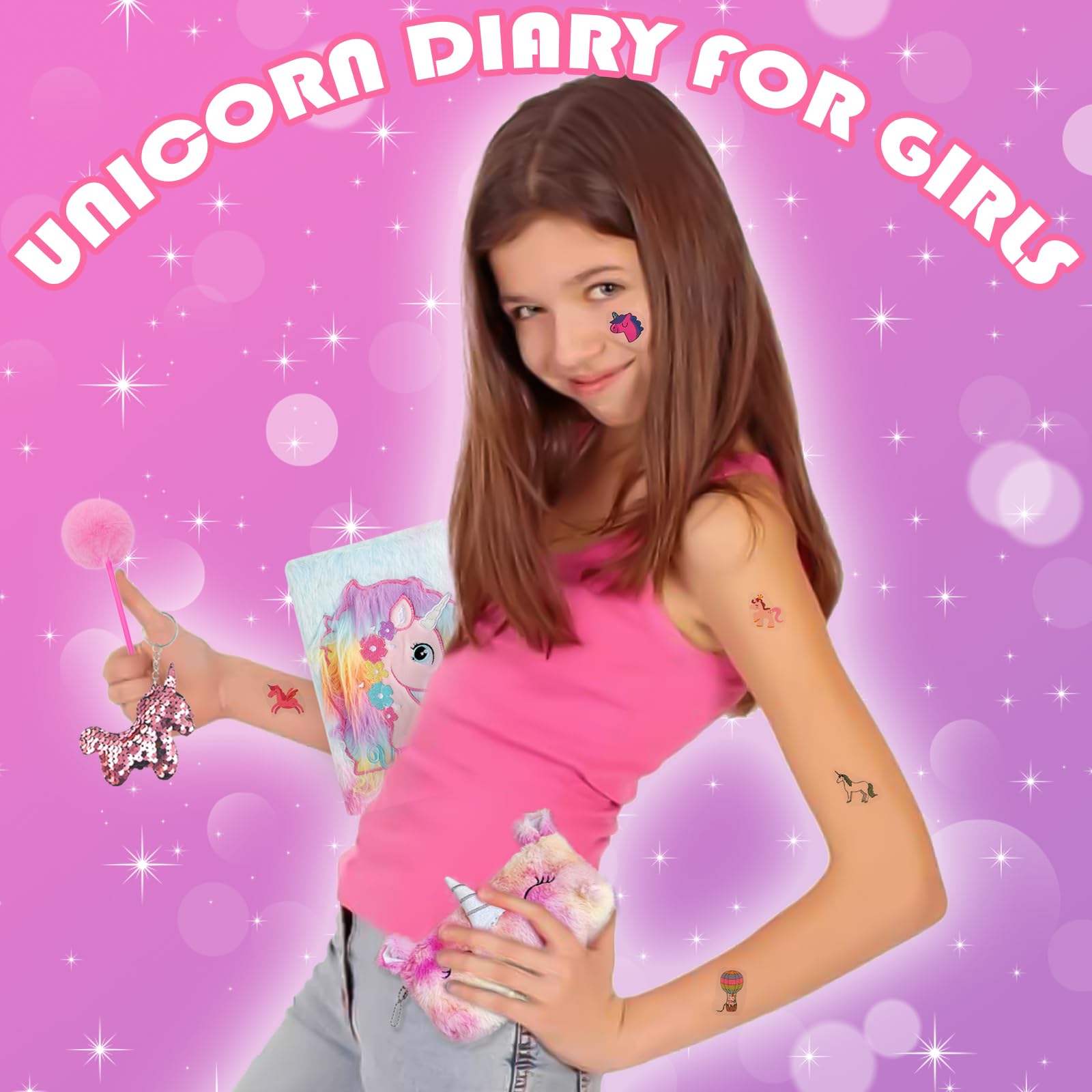 Diario Secreto Niña,Juego de Diario de Unicornio De Felpa, Diario Unicornio con Llave y Candado para con Bolígrafo Multicolores,Regla, Pegatinas, 2 Marcapáginas Magnéticos Para Niñas de 5 - 12 Años Diario Secreto Niña,Juego de Diario de Unicornio De Felpa, Diario Unicornio con Llave y Candado para con Bolígrafo Multicolores,Regla, Pegatinas, 2 Marcapáginas Magnéticos Para Niñas de 5 - 12 Años