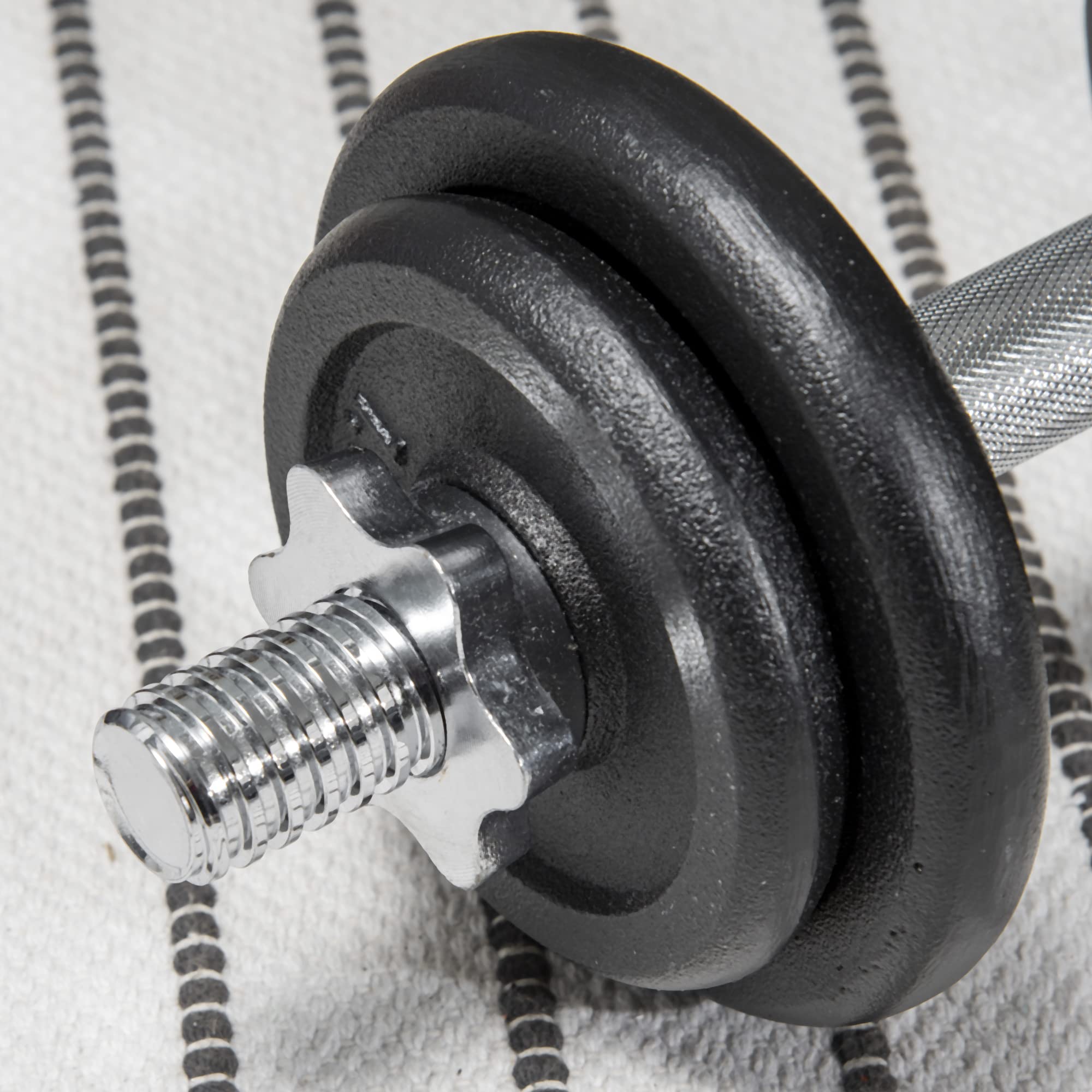 HOMCOM Hantelset 2er Verstellbar bis 20 KG mit Verbindungsrohr Dumbbell | Kurzhantel Set, 2 Kurzhanteln, Langhanteln, Hanteln Set, Kurzhantelset, Krafttraining, Zuhause, Fitnessstudio