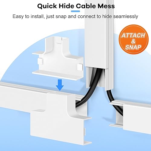 Miniatura 7 de ZhiYo - Kit de ocultador de cable de 126 pulgadas, cubiertas de cable para TV montado en la pared, cubierta de alambre pintable para cables, kit de