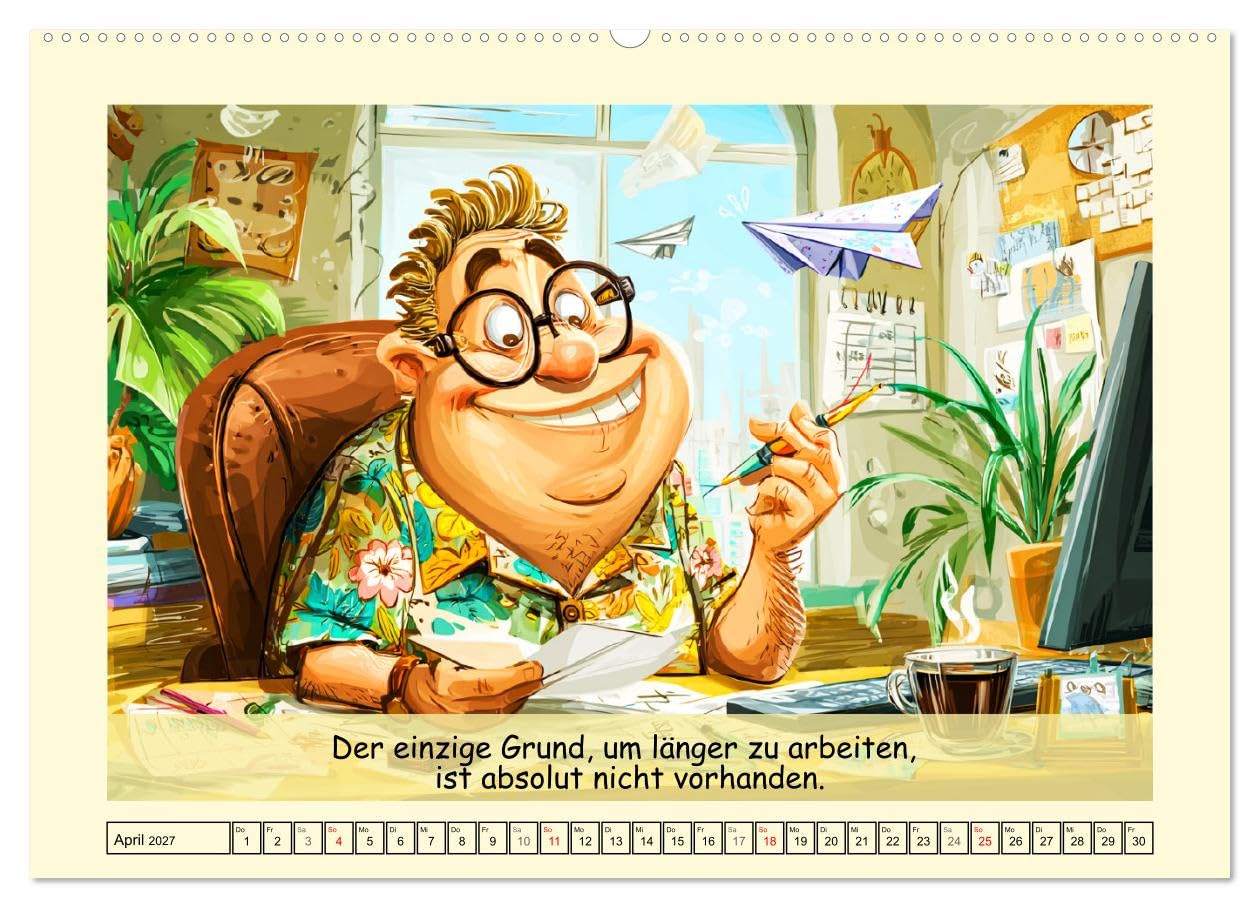 CALVENDO - Büroalarm. Cartoons für alle, die trotzdem weitermachen (Wandkalender 2027 DIN A2 quer), Monatskalender: Ein witziger Cartoon-Kalender für alle, die im Büro durchhalten müssen