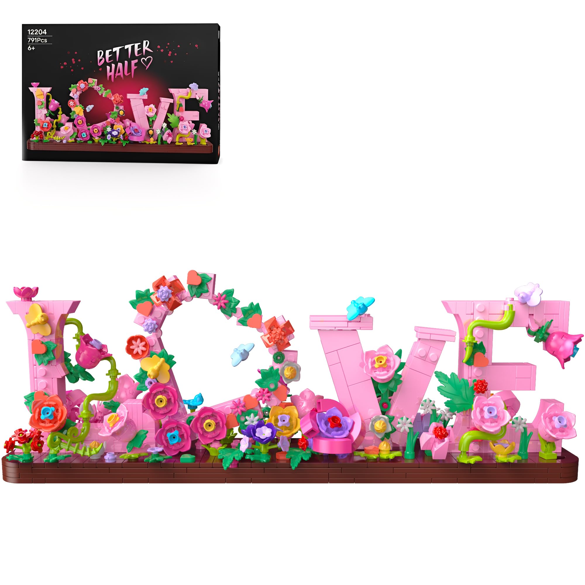 LOVE Heart Floral Building Kit, 791PCS DIY Romantic Flower Brick Set, Creative Anniversar…
