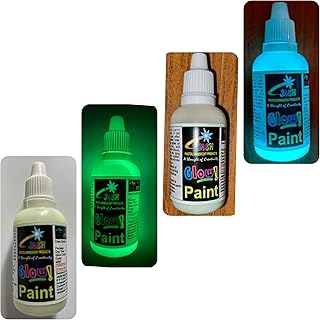 JASH नाइट ग्लो पेंट 2 रंग पीला-हरा और नीला-हरा, प्रत्येक 30 ग्राम (50 मिलीलीटर), कुल 60 ग्राम। हमारे वाटर बेस ऐक्रेलिक ग्लो पेंट को कई सतहों पर आसानी से लगाया जा सकता है, तेजी से सूख जाता है, चमक समय: 8-12 घंटे।