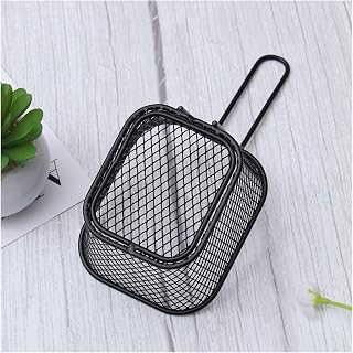 Cesta frita, contenedor de refrigerios, soporte for refrigerios, cesta universal for parrilla, cesta for chips, 1 cesta for freír, patatas fritas, pollo, herramientas de cocina (color: negro, tamaño: