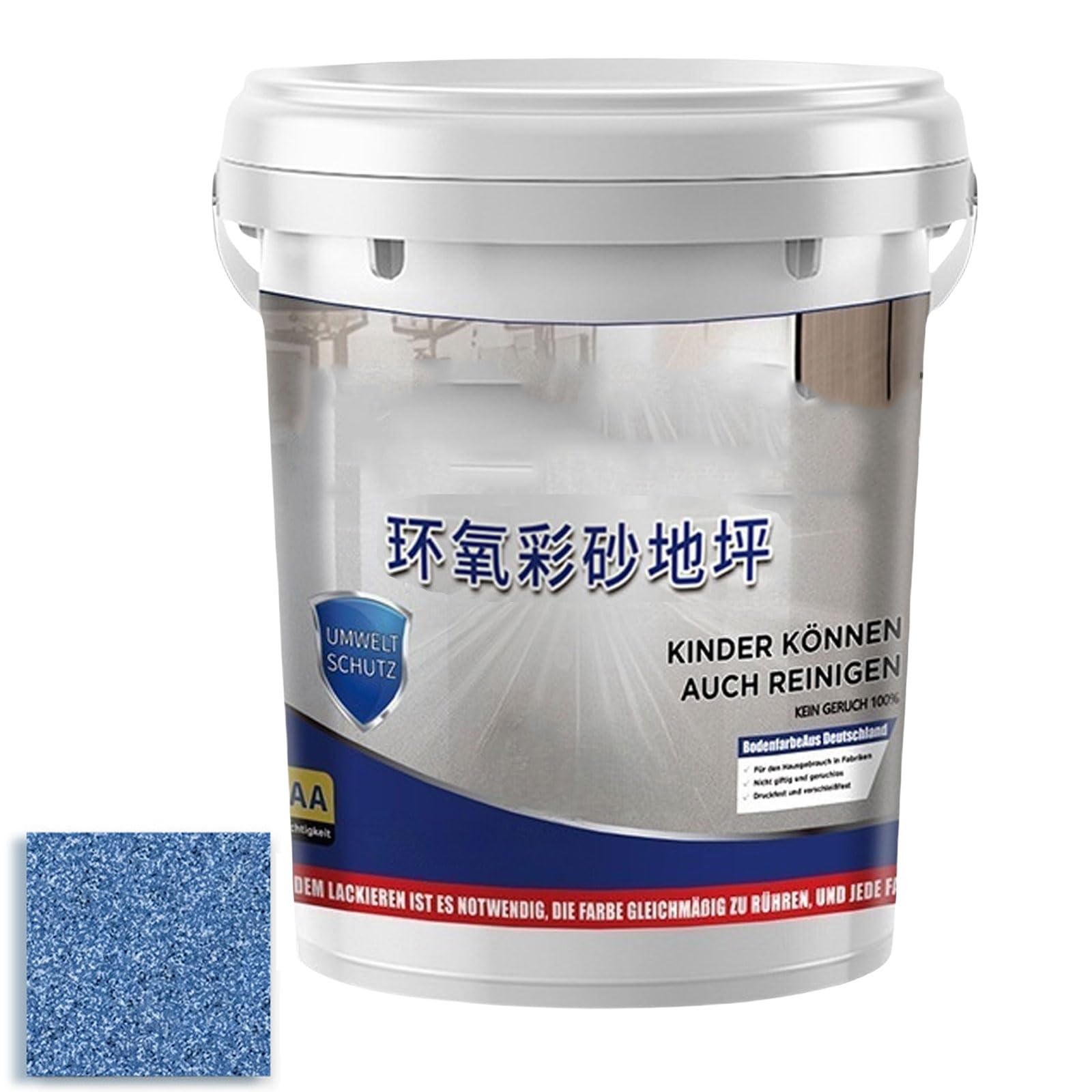Self Leveling Epoxy Colored Sand Floor Paint, Fast Drying, Stain-Resistant For Concrete Tile Wood Countertop Decorative Finish (Light-Blue)