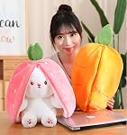 Cute Plush Bunny Stuffed Rabbit Animal Toy Reversible Strawberry Pillow