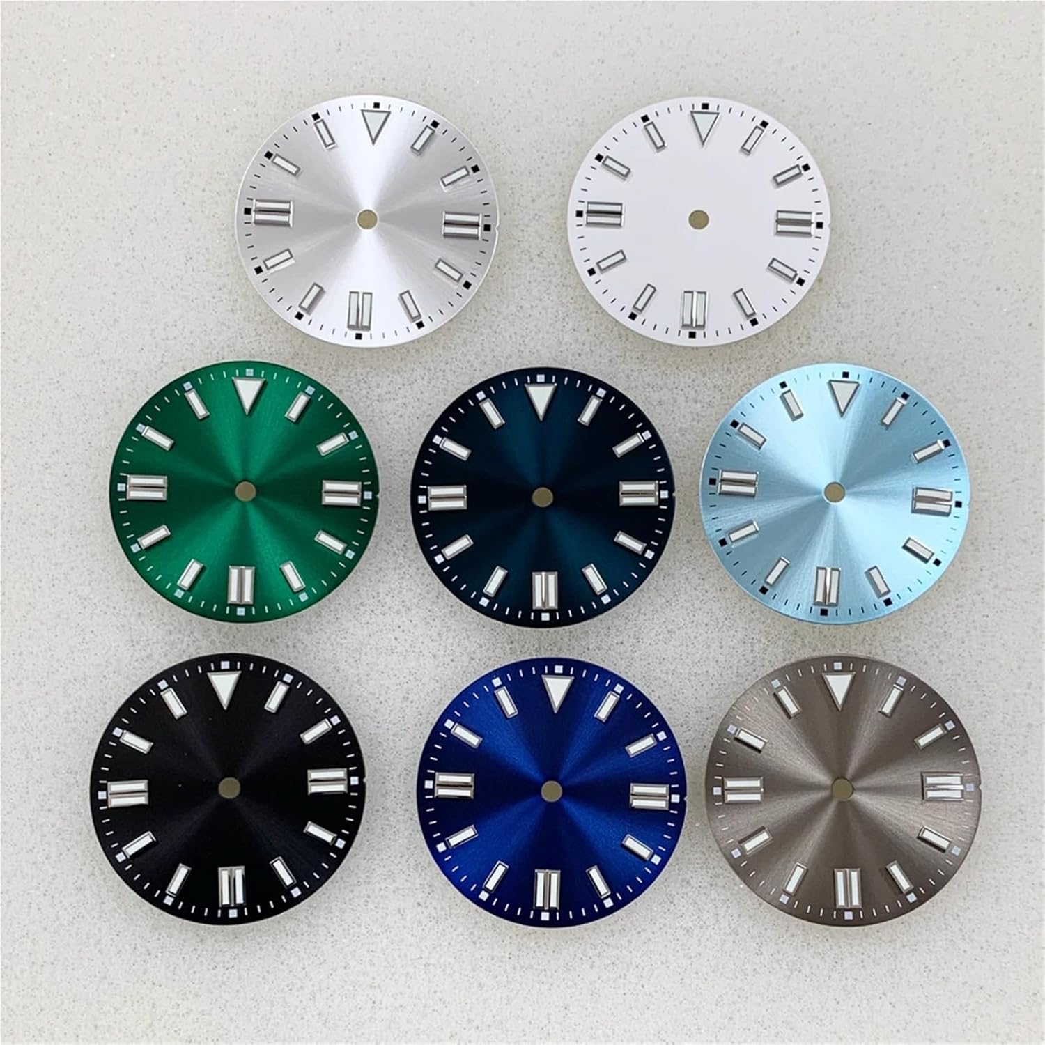 Wikene Watch Replacement dial 28.5mm Modified Watch Dials Sunray Dial Strips Nails Green Luminous Watch Faces Accessories for NH35/8215/2813/2836 Movements