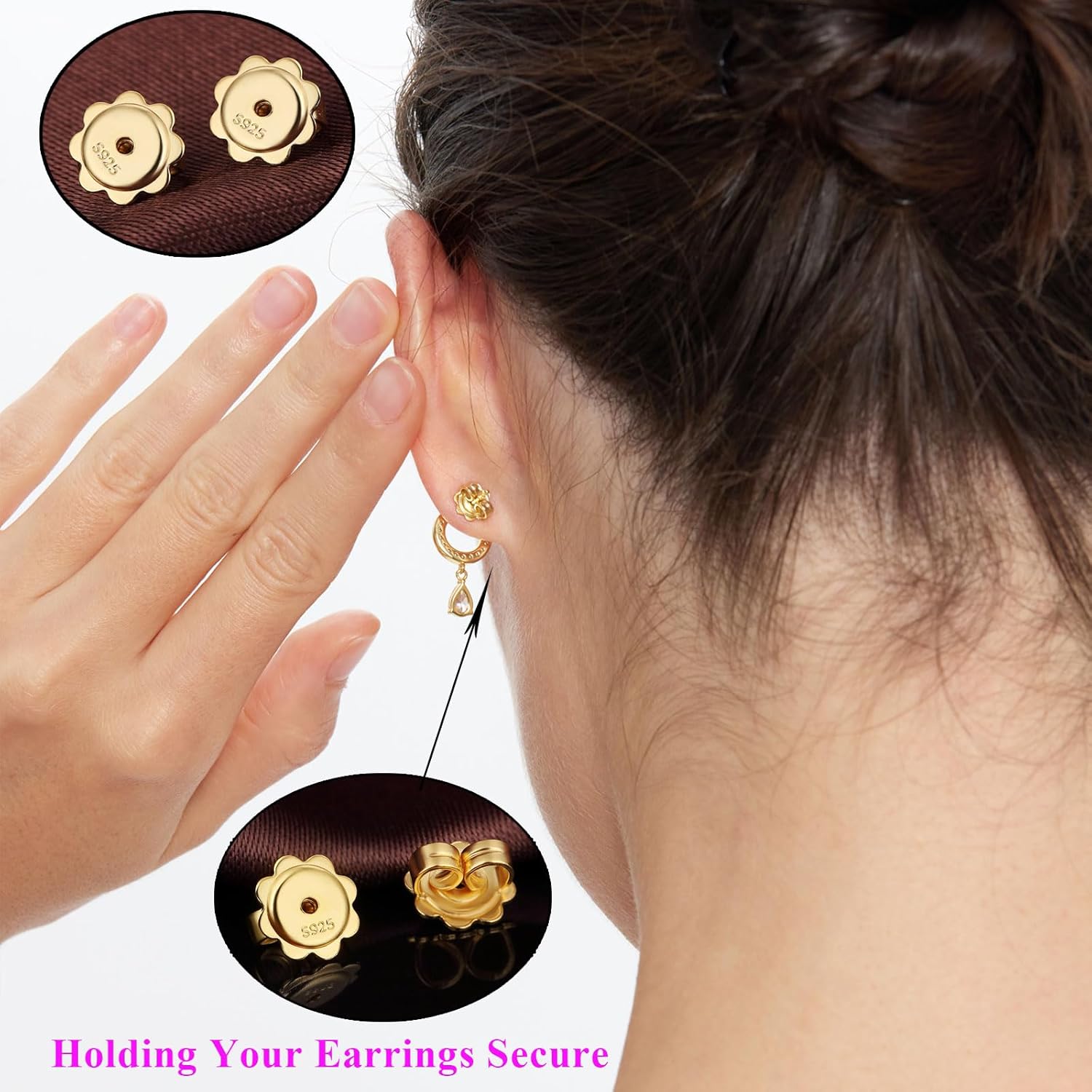 14k Gold Plated Earring Backs for Studs - Locking & Sterling Silver Options - Butterfly Lifters - Image 2