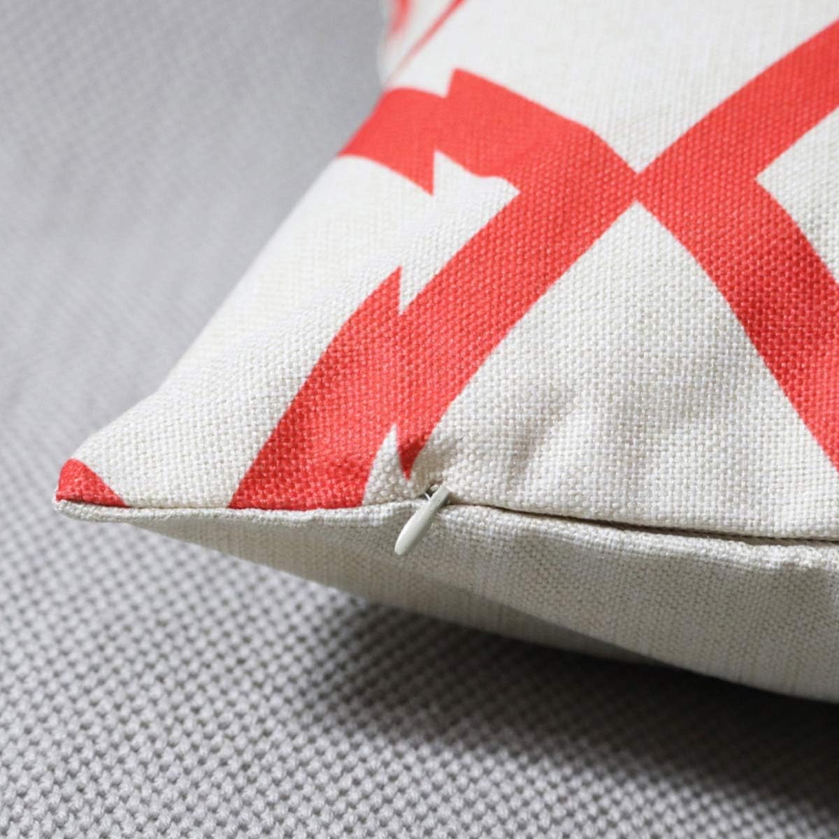 Pack of 4 Modern Geometric Throw Pillow Cover Linen Square Plaid Pillows Cover Cushion Case Outdoor Pilloow Covers for Sofa Living Room and Bed 18x18 Inch (Geometry-3)