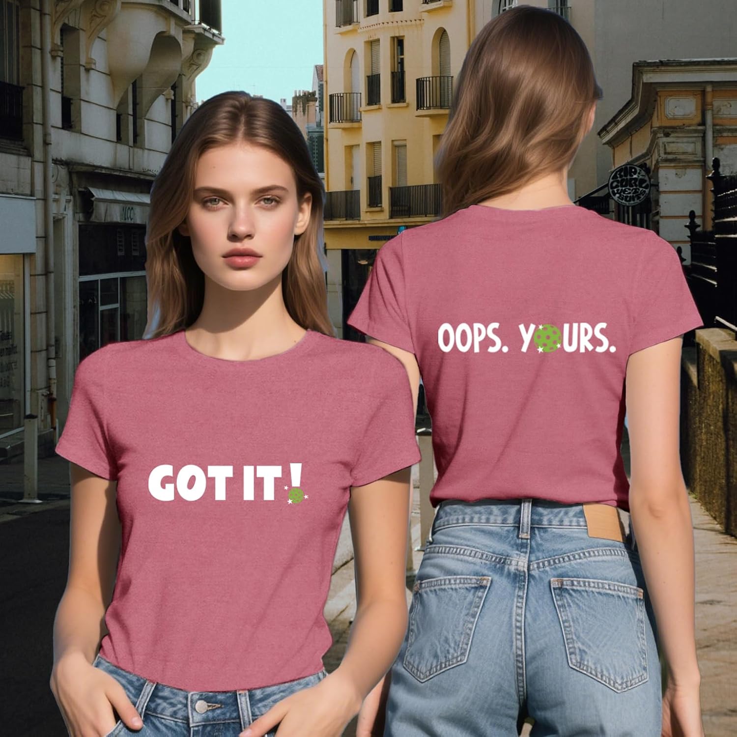 Pickleball Shirts for Women Pickleball Player T-Shirt Paddleball Front Back Printing Tee Tops - Image 3