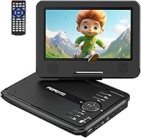 POFOTO 9.5" Portable DVD Player for Car & Kids: 7.5" Swivel Screen, 4-6Hr Battery, Region Free, Dual Speakers, USB/SD