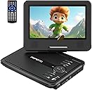 9.5" Portable DVD Player for Kids and Car with 7.5" Swivel Screen, 4-6 Hour Working Time, Car DVD Player with Dual Speakers, Remote Control, Support Sync TV, Region Free USB/SD/AV- Black