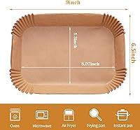 Vista 4 de Forro de papel desechable para freidora de aire, 100 piezas de revestimientos de pergamino de grado alimenticio para Ninja DZ201, accesorios