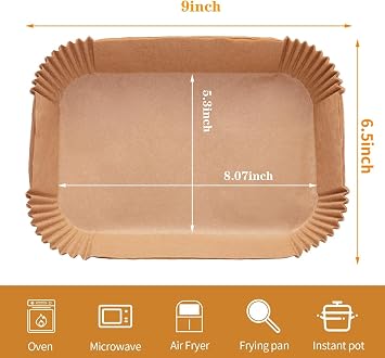 Ecfvtp Air Fryer Disposable Paper Liner, 100PCS Food Grade Parchment Liners for Ninja DZ201, Air Fryer Accessories Baking Paper (9 * 6,Thicken Natural)