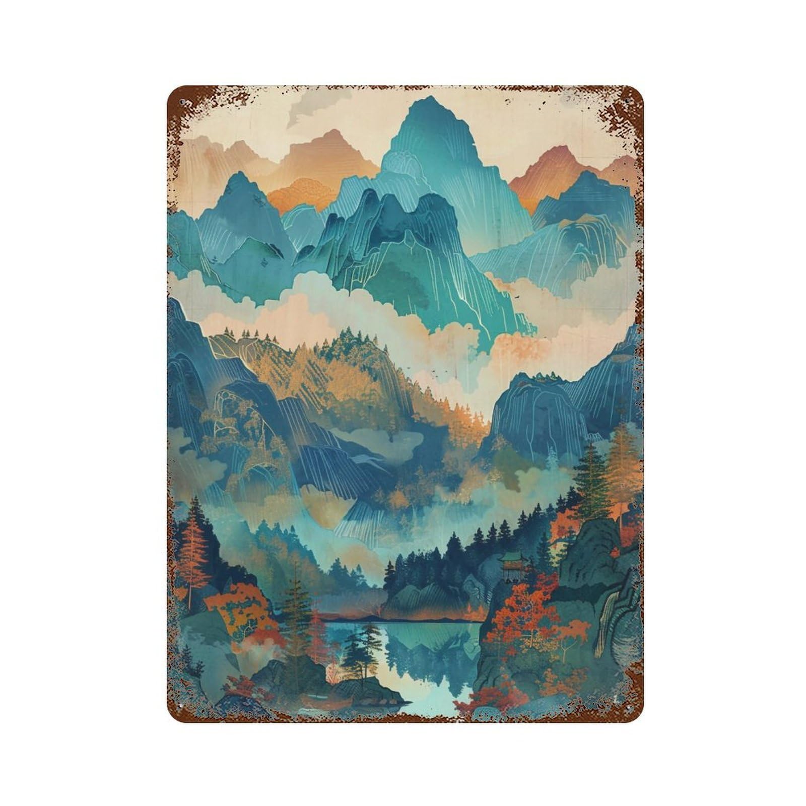 HDURYEYRYY Oriental Autumn Forest 01 Wall Retro Iron Vintage Art Metal Tin Sign Poster Modern Home Cofffee Club Art Bar Shop Decor Style 40x30cm
