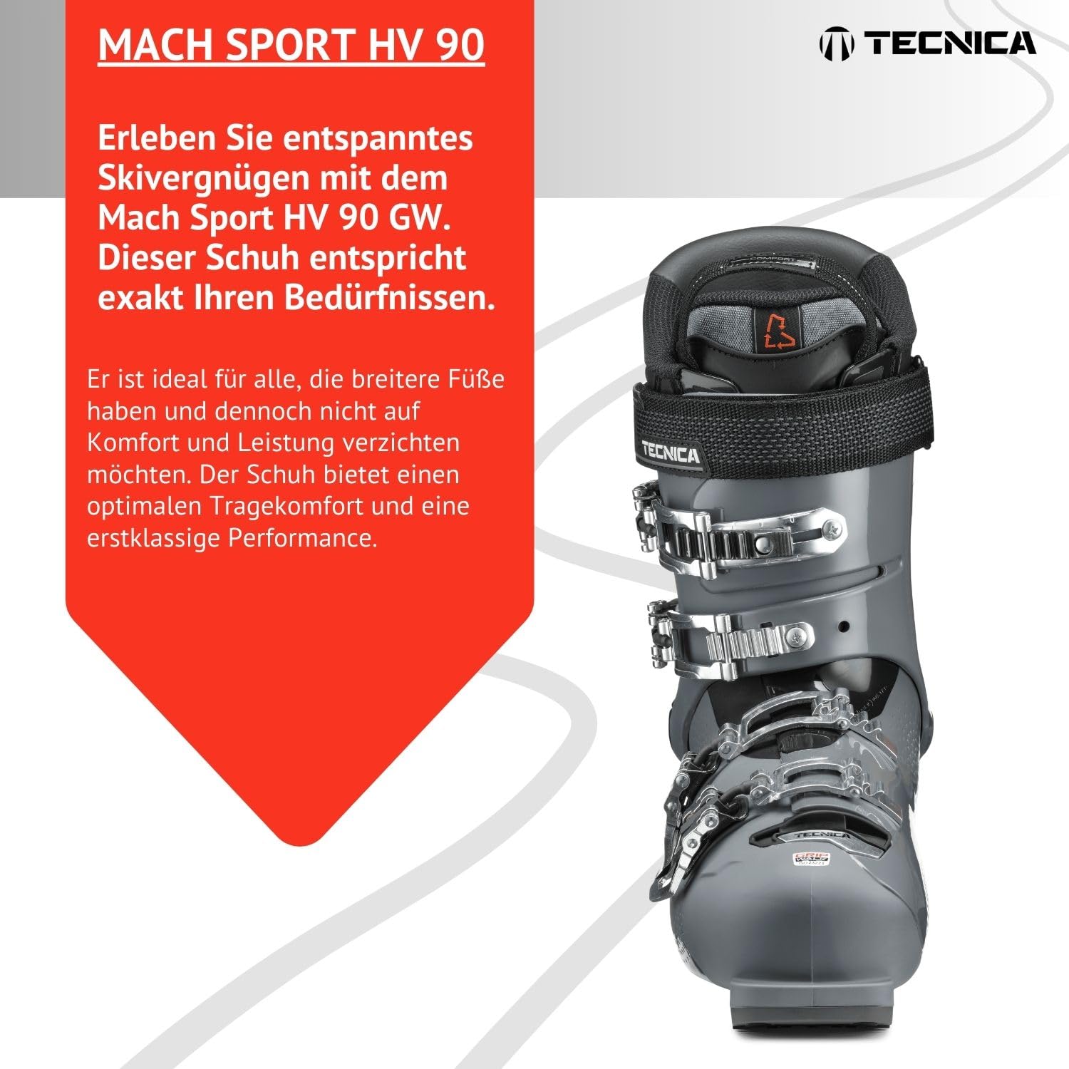 Tecnica - Scarpe Da Sci Mach Sport Hv 90 RT Gw Sport Grey Uomo - Dimensione 40 2/3 - Grigio