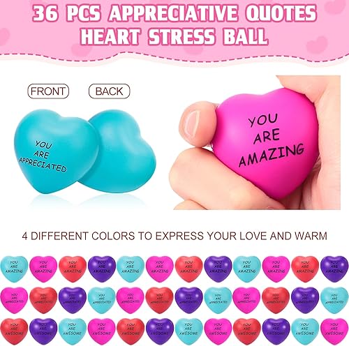 Miniatura 3 de 36 bolas de espuma con forma de corazón, bolas de espuma motivacionales para el estrés, regalos a granel para niños y adultos, boda, fiesta escolar