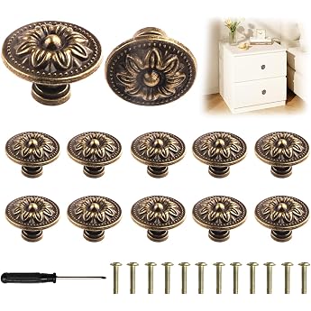 Pack of 12 Vintage Cabinet Handles 30 mm Round Furniture Knobs