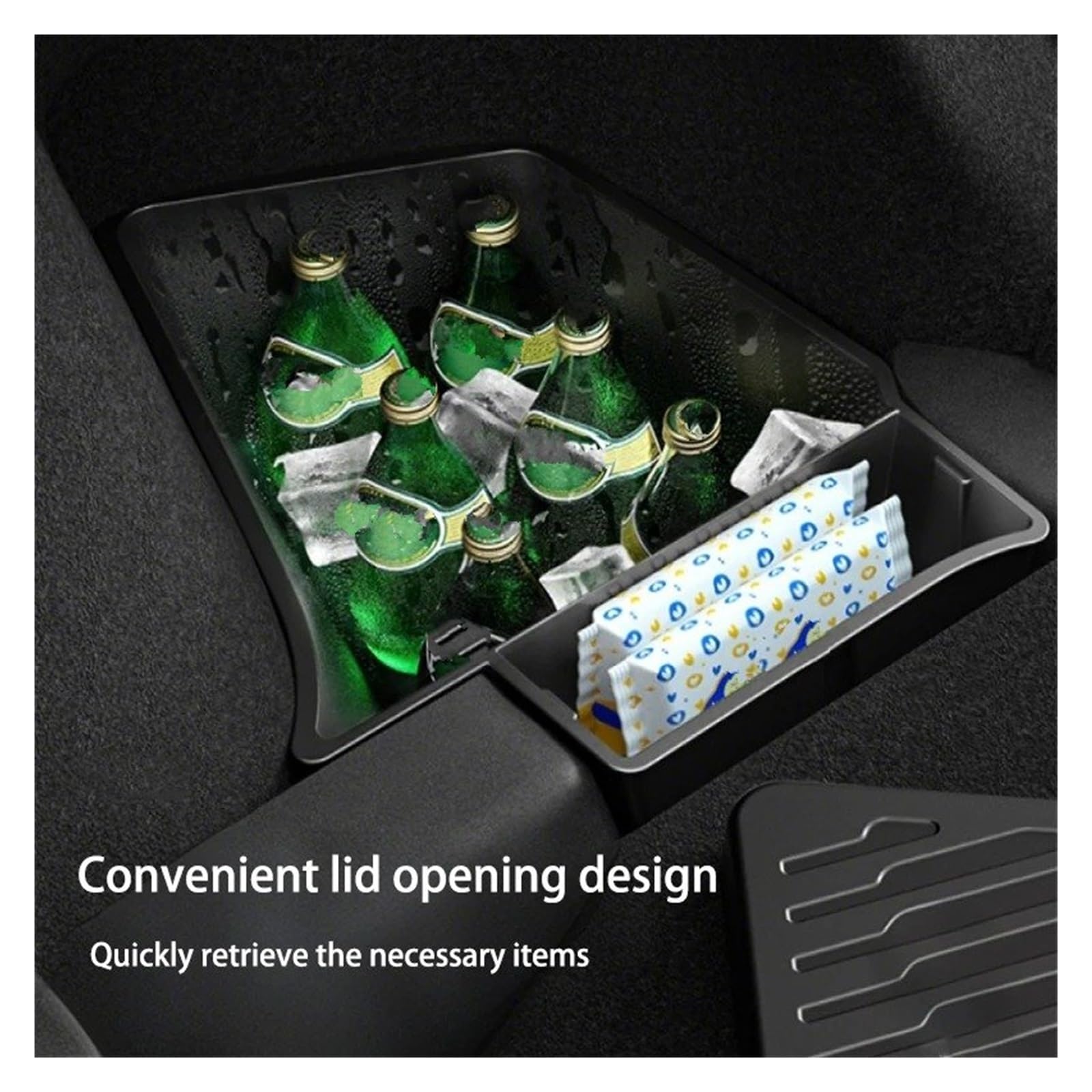 Kofferraumabdeckung Rollo Für Tesla Für Model Y Für Juniper Ab 2025: TPE Kofferraum-Seitenablagefach-Abdeckplatten-Organizer-Nachrüstungszubehör Cargo Cover(Bucket with Size Cap)