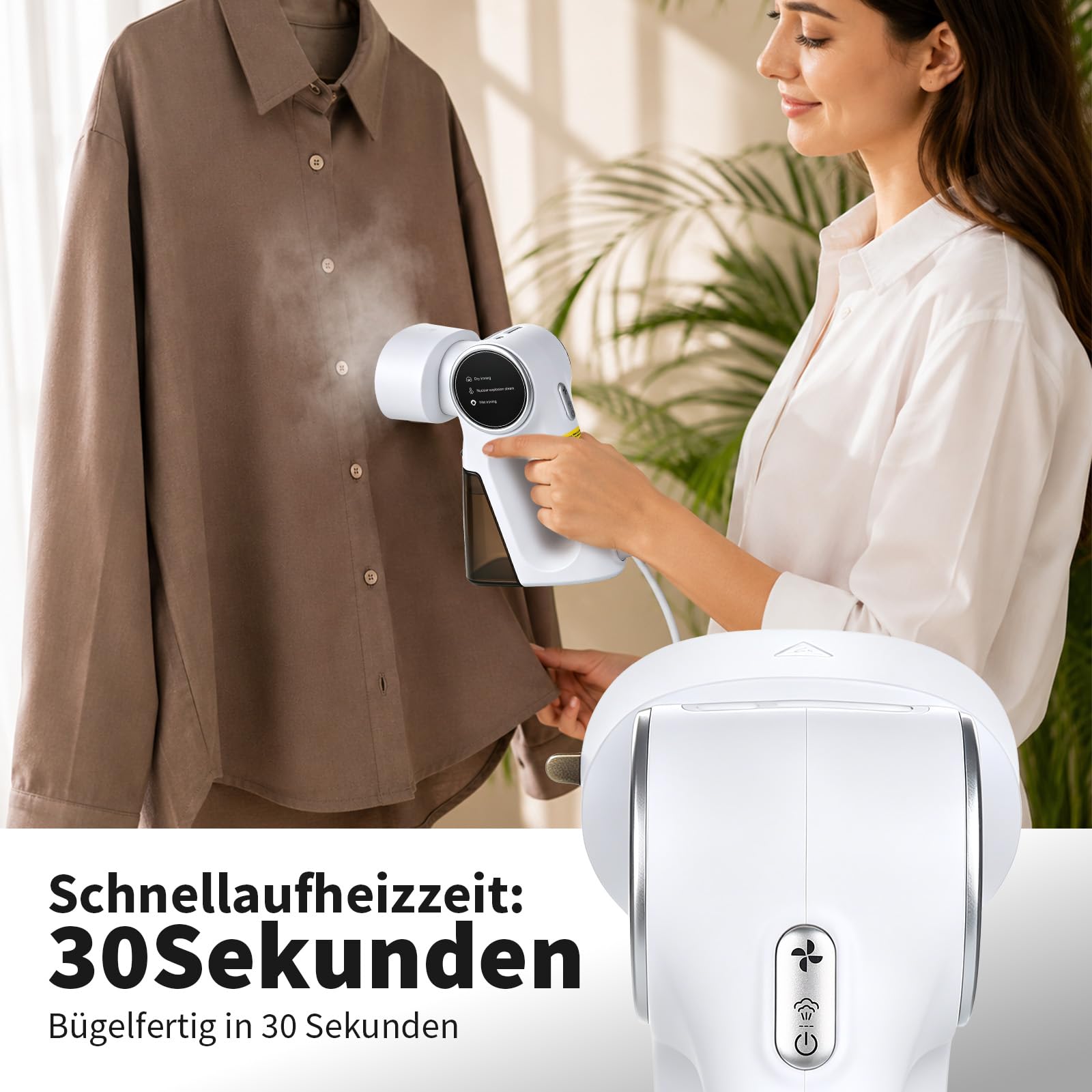 Steamer Dampfglätter mit Saugfunktion, 5000Pa Saugleistung 2-in-1 Dampfgarer & Bügeleisen Dampfbügeleisen 260ml Wassertank 3 Modi & 360°-Auslaufschutztechnologie zur Faltenentfernung