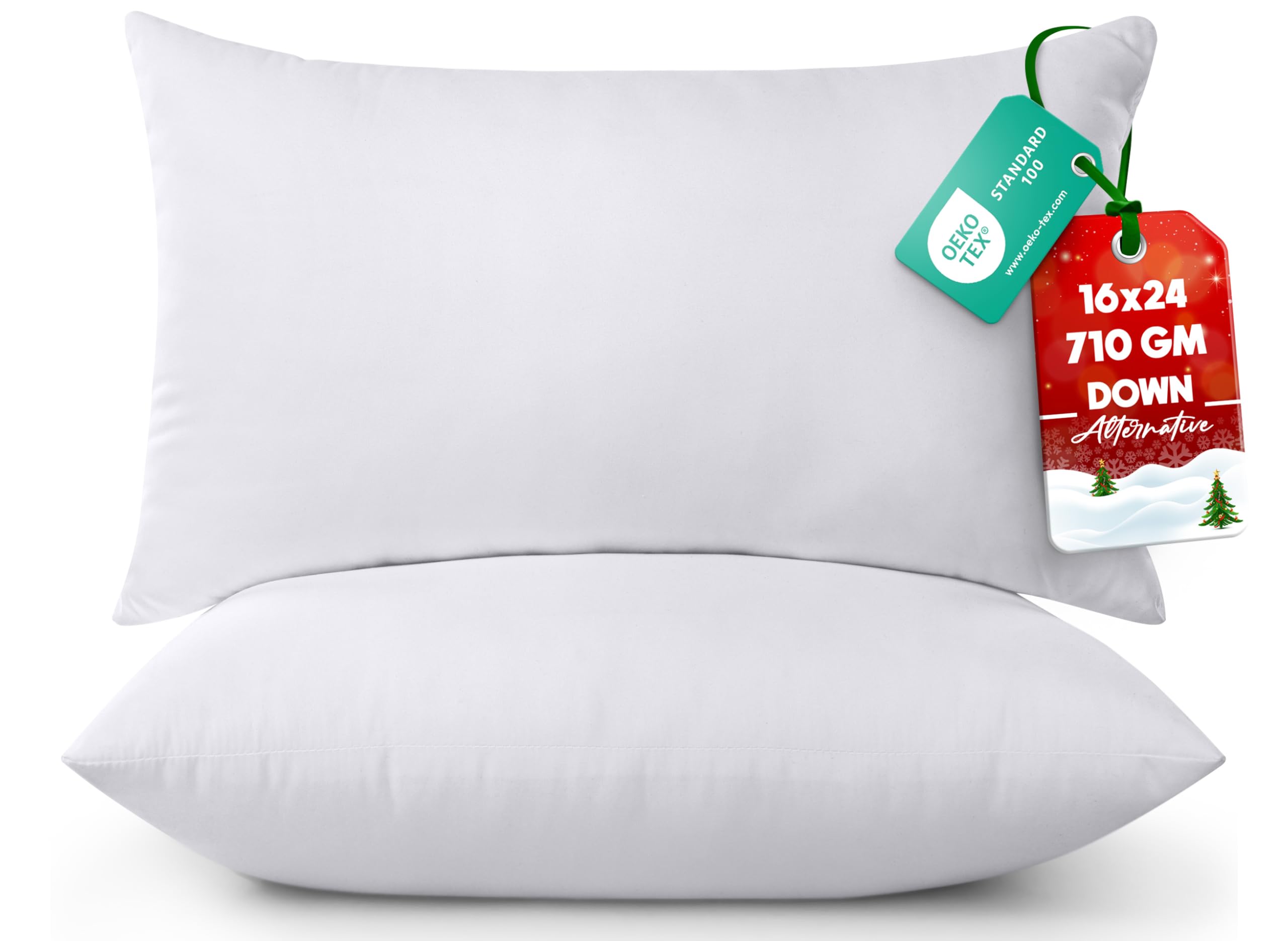 Utopia Bedding Throw Pillows (Pack of 2, White), 16 x 24 Inches Indoor Decorative Pillow Insert for Sofa, Bed and Couch