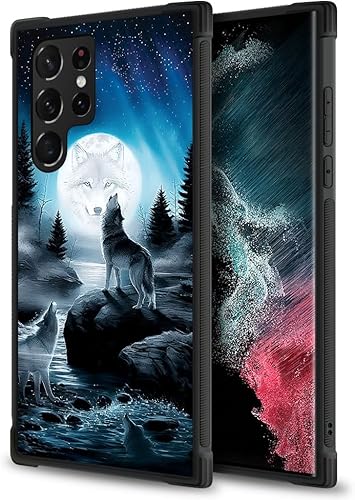Miniatura 2 de CARLOCA Funda compatible con Samsung Galaxy S22 Ultra, diseño gráfico de Star Howling Wolfs Samsung Galaxy S22 Ultra, diseño gráfico, a prueba de