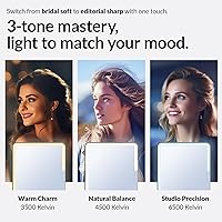 Vista 3 de Espejo de maquillaje de viaje con luces, espejo de tocador iluminado, 9 pulgadas, naranja cósmico