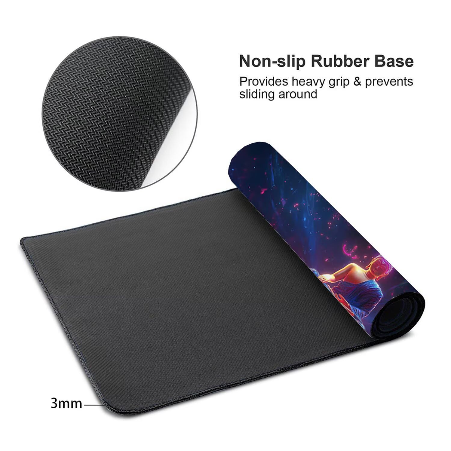 Podkładka pod mysz Zen Duża rzeźbiona podkładka pod mysz do gier XXL 1200 x 600 mm, zmywalna, neoprenowa podkładka pod mysz - ze zszytymi krawędziami, antypoślizgowa gumowa podstawa, akcesoria biurowe