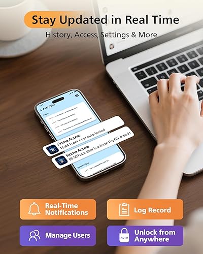 Miniatura 3 de Philips Cerradura inteligente WiFi para puerta de entrada sin llave con juego de asa, WiFi incorporado, control remoto y control de voz, bloqueo