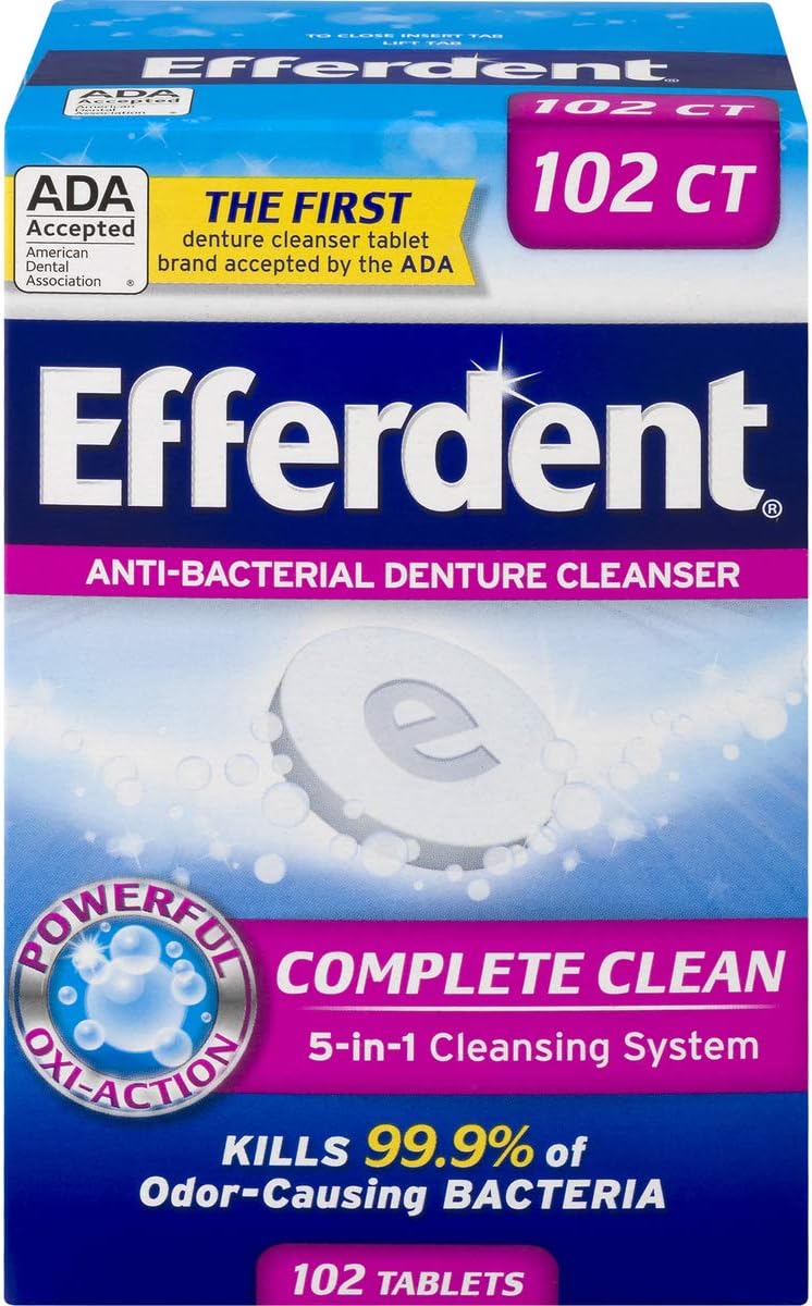 Efferdent Denture Cleanser Tablets, Complete Clean, 102