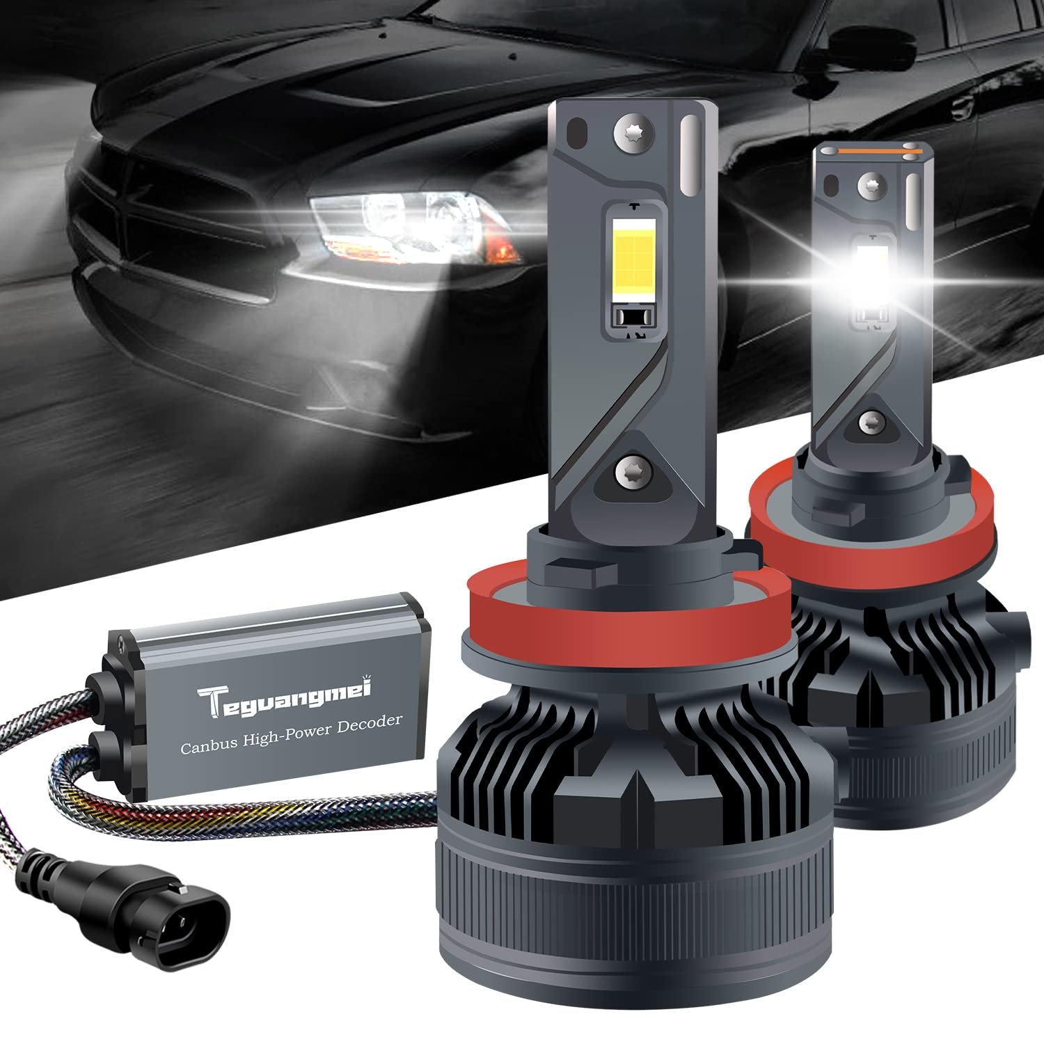 H11 H8 H9 LED żarówki, 30000LM 160W CanBus Bez Błędów 6000K Super Jasne Białe Reflektory Olśniewające Samochodowe Zestawy Wymiana Lampy Halogenowe, Plug & Play, Opakowanie 2