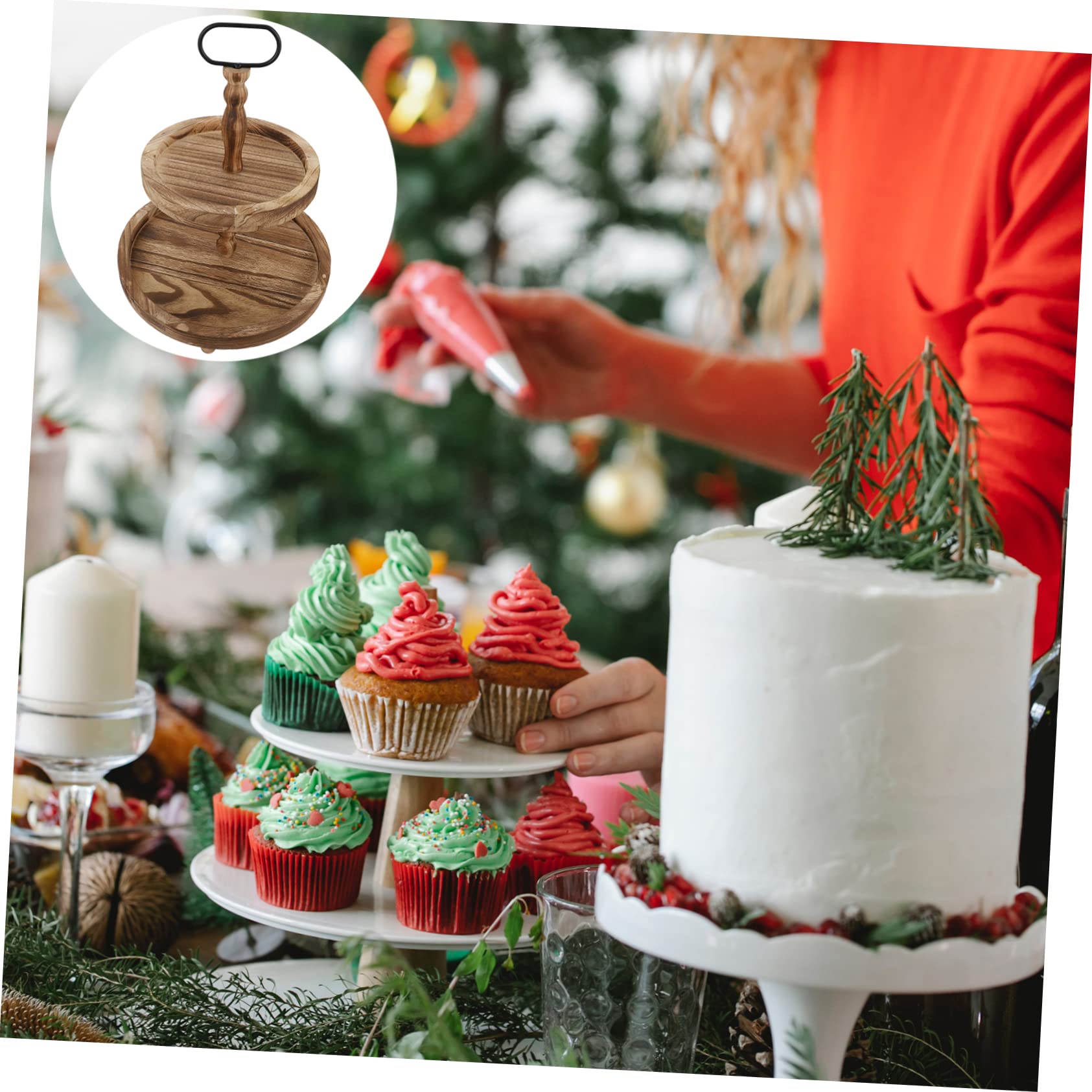 Cabilock Présentoir à Gâteaux Bois à Présentoir à Cupcakes Rustique Support à Cupcakes pour Mariages et Fêtes