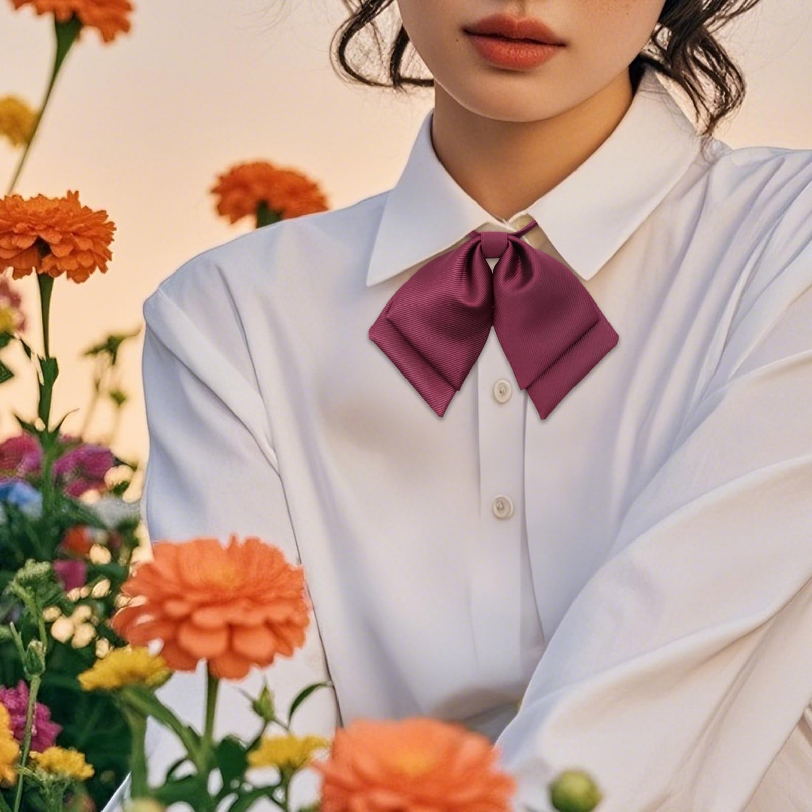 GHTIYLP Bow Tie for Women Girls Adjustable Pre-tied Womens Bow Tie Solid Color Blouse Neck Ties for School Cosplay Party