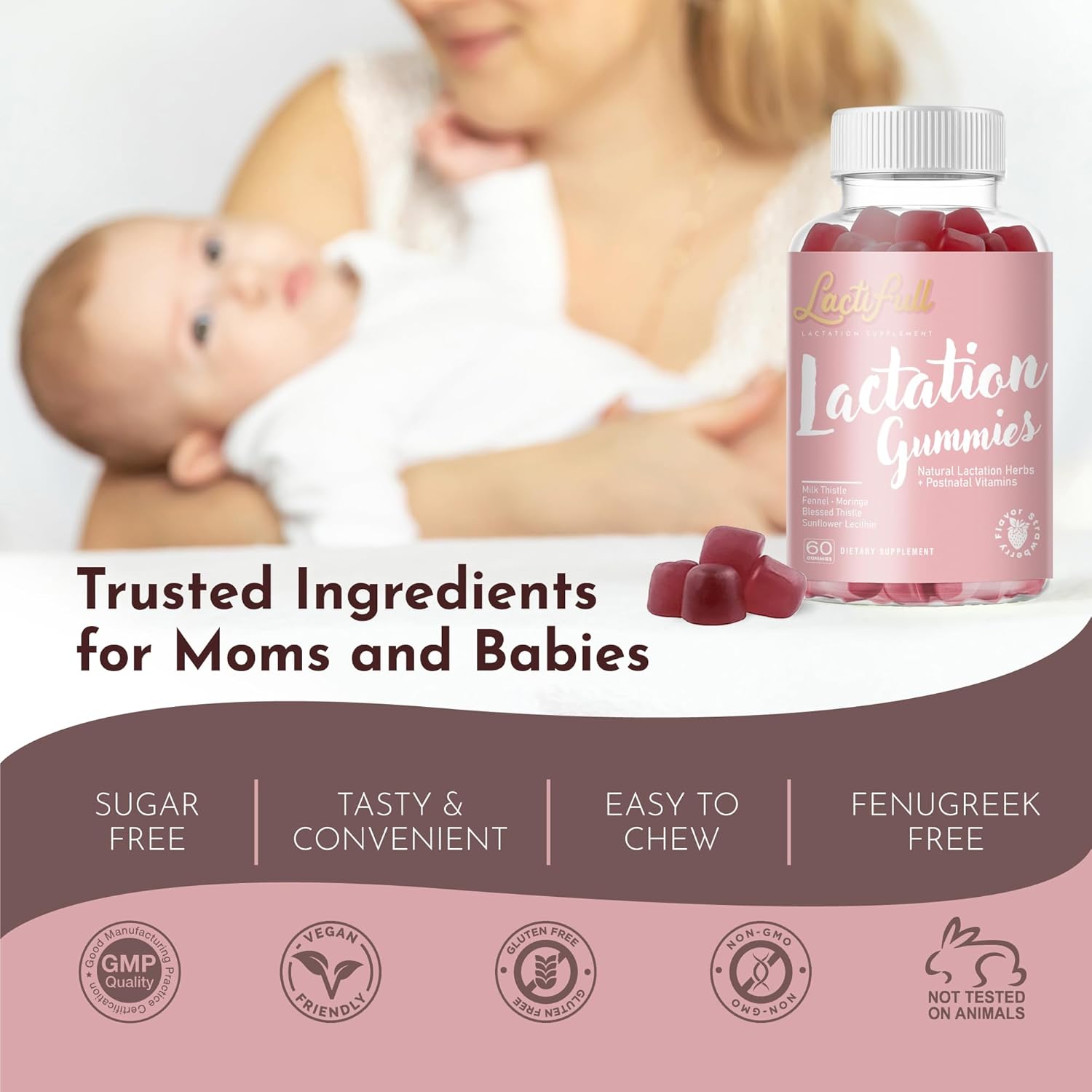 Milk Multiplier Lactation Postpartum Gummies - Postnatal Support Vitamins Supplement for Nursing Breastfeeding Mom Mother - Increase Milk Supply Production Multivitamins for Women
