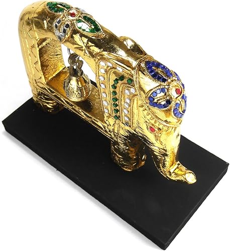 Miniatura 3 de AeraVida Elephant King Thai Rain Tree - Estatua decorativa de madera y latón (tono dorado)  Artesanía de comercio justo por artesanos tailandeses