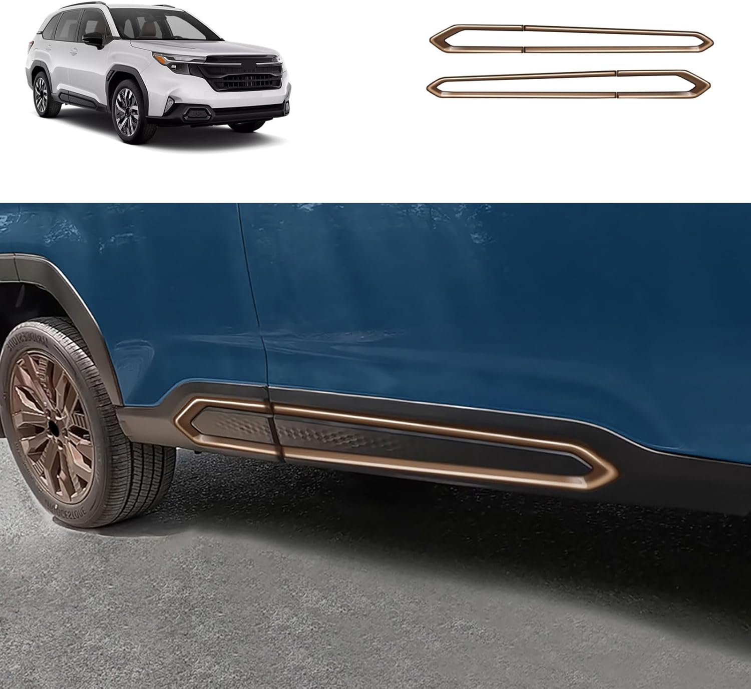 Car Skirt Trims Compatible with Subaru New Forester 2025 Body Side Door Molding Overlay Cover Trims Exterior Car Accessories ABS 4PCS (Gold)