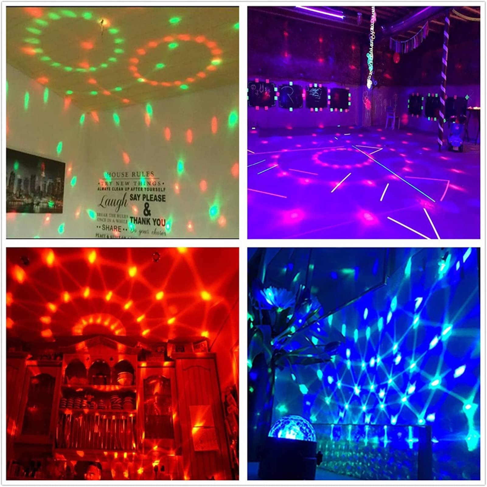 Luces de Escenario, Luz de fiesta bola discoteca DJ DIRIGIÓ Proyector estroboscópico luz cumpleaños club coche bar karaoke navidad(USB)