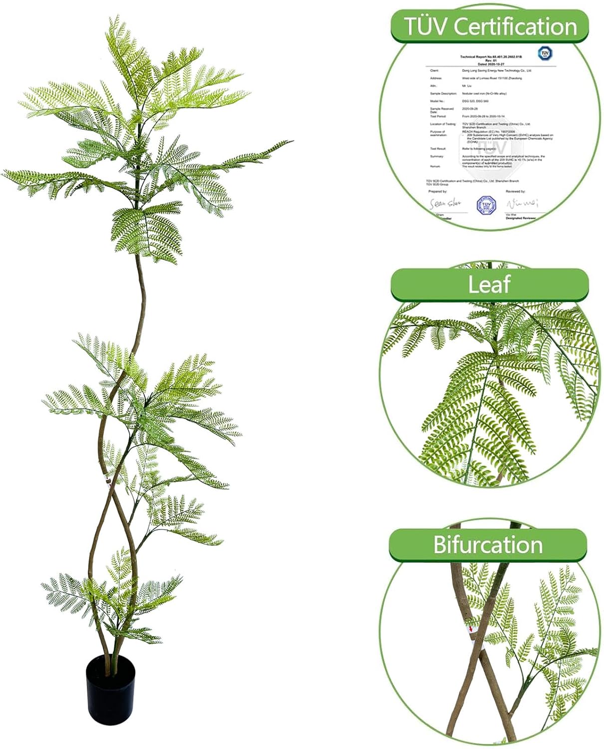 Artificial Jacaranda mimosifolia Tree, 6ft Tall Fake Plants Artificial Umbrella Plants for Indoor, Fake Trees for Office Home Living Room Floor Patio Greening Porch Decor - Image 3