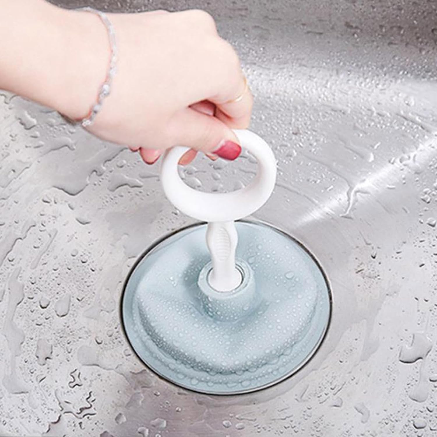 Hand Drain Plunger Suction Cup Unclogger Tool for Toilet, Blue