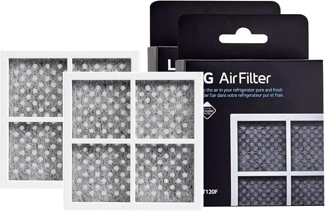 LG OEM Refrigerator Air Filter Replacement (2 Pack) - Compatible with LG LT120F, Kenmore Elite 46-9918, ADQ73214402, ADQ73214403, ADQ73214404, ADQ73334008