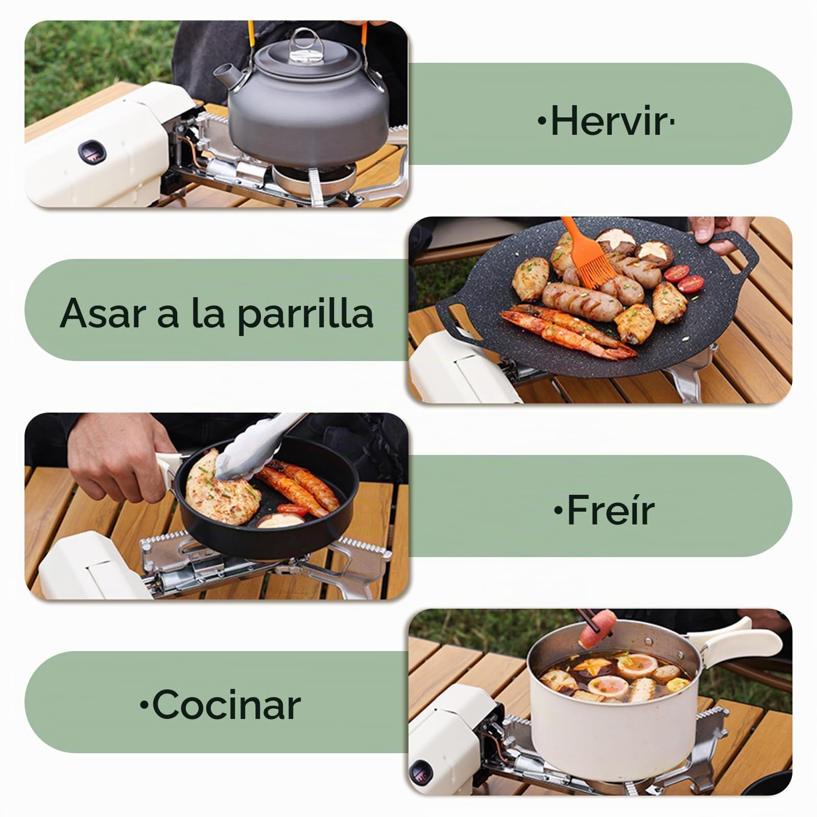 Mini estufa camping gas,Portatil estufa hornillo camping gas plegable al aire libre con bolsa de almacenamiento,adecuada para picnics,mochileros,patios al aire libre
