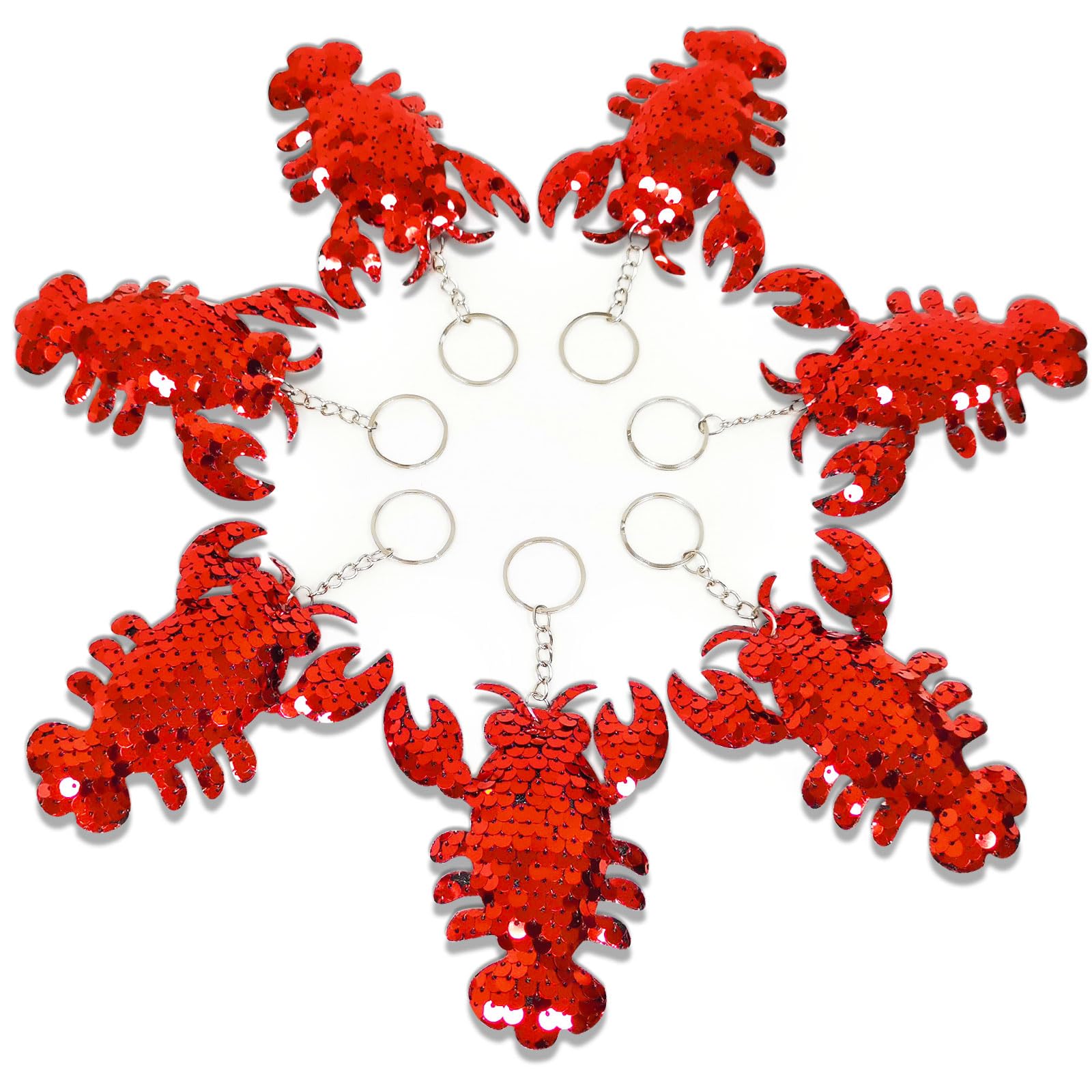 CiciBear 25 Pack Crawfish Sequin Keychains for Halloween Ocean Summer Cosplay Lobster Party
